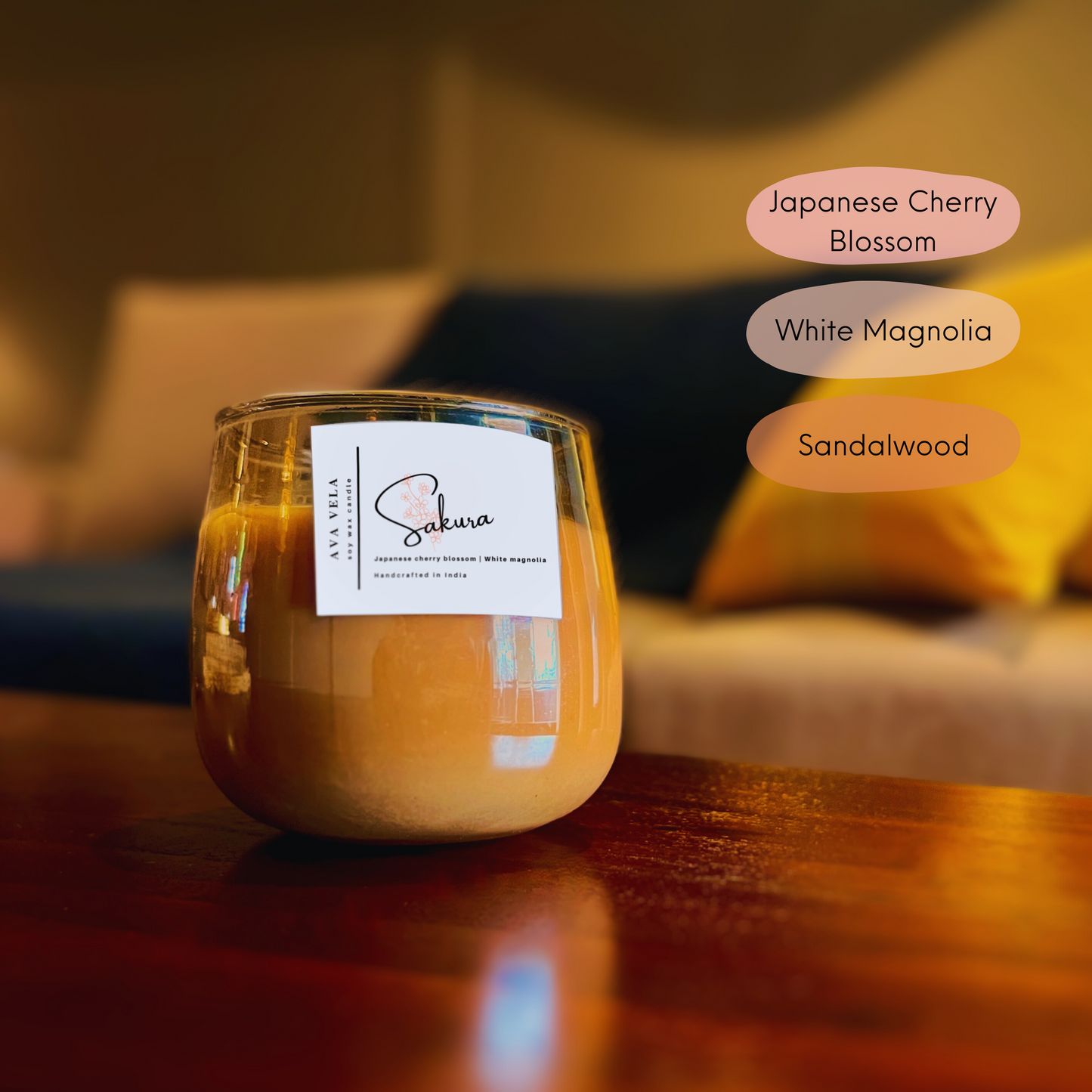 Sakura (Cherry Blossom + Sandalwood + White Magnolia) Soy Wax Scented Candle 48 Hours Burn Time