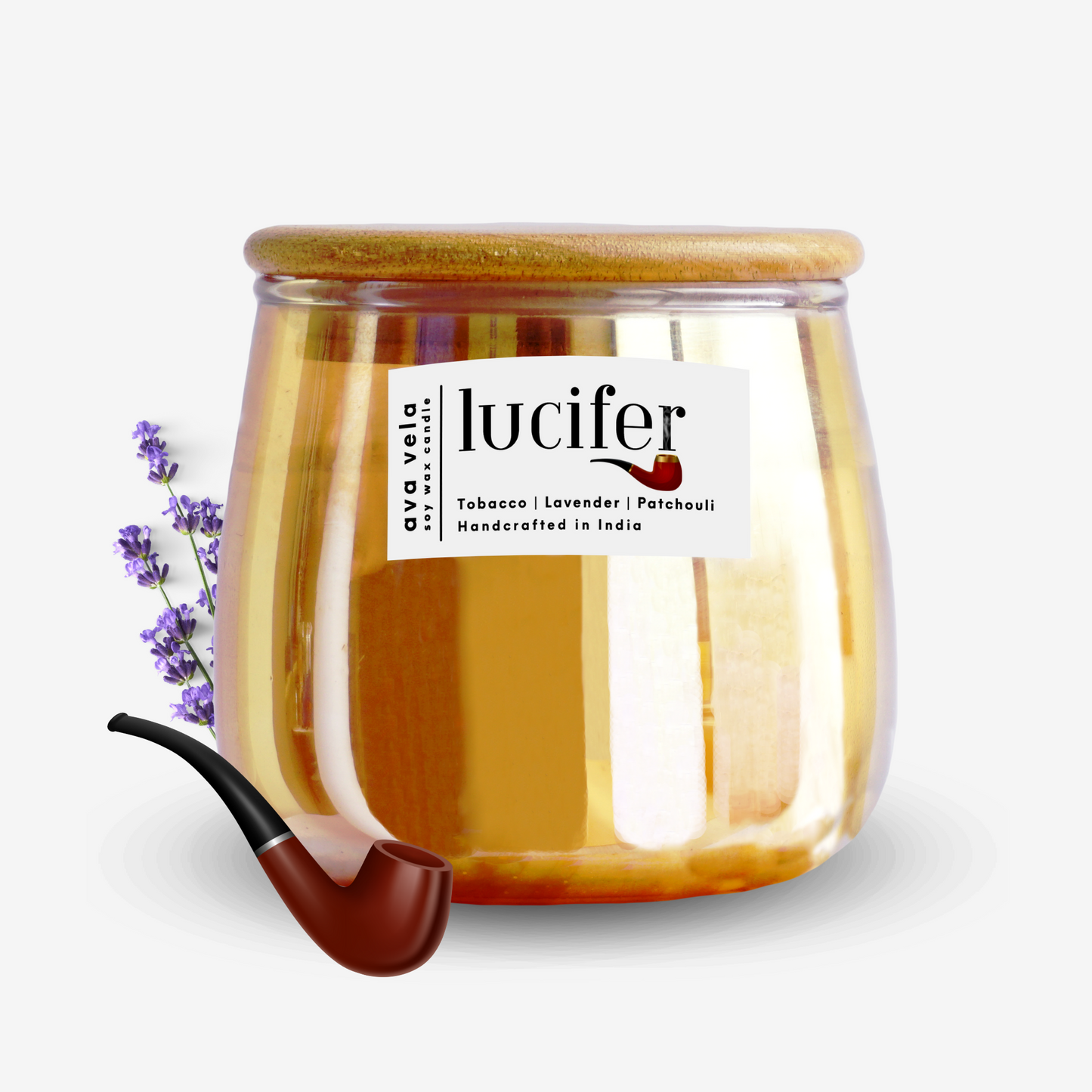 Lucifer (Lavender + Tobacco) Soy Wax Scented Candle 48 Hours Burn Time