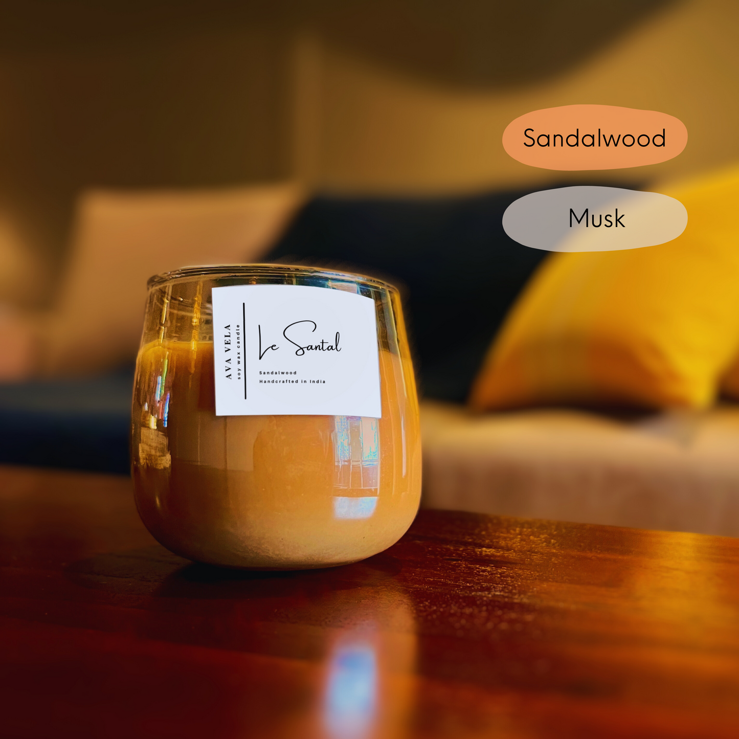 Le Santal (Sandalwood + Musk + Amber) Soy Wax Scented Candle 48 Hours Burn Time