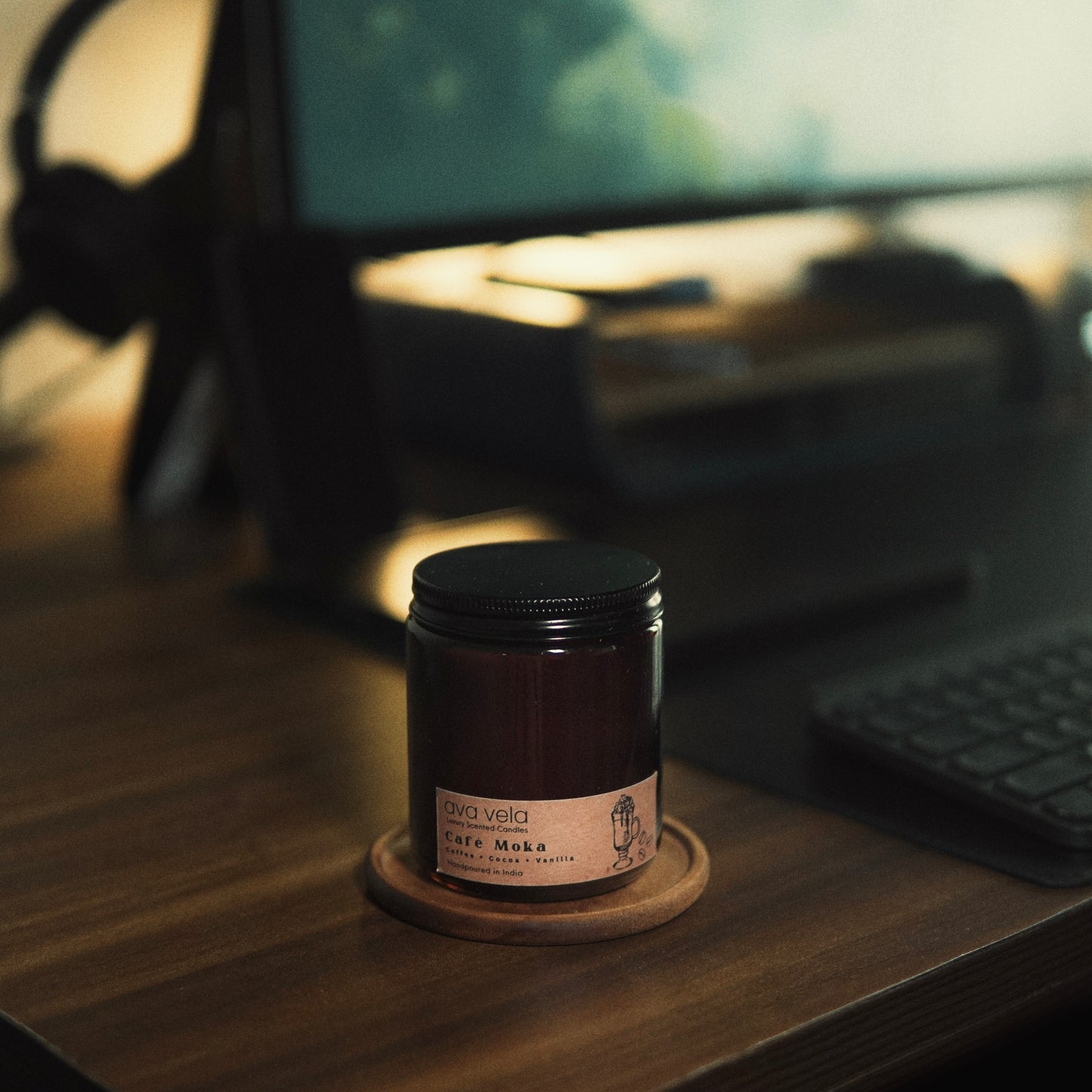 Café Moka (Coffee + Vanilla), Soy Wax Scented Candle 45Hrs Burn Time