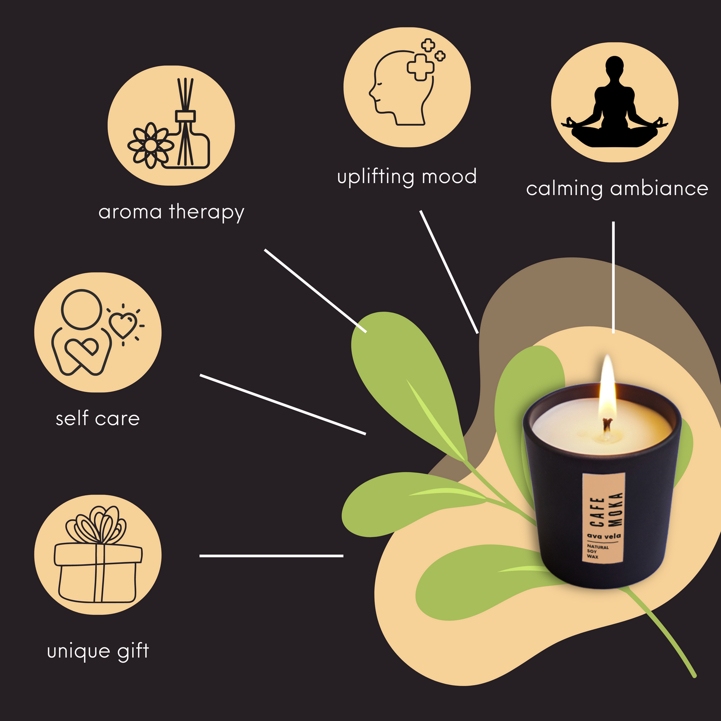 Shot Jar Café Moka (Coffee + Vanilla), Soy Wax Scented Candle 14Hrs Burn Time
