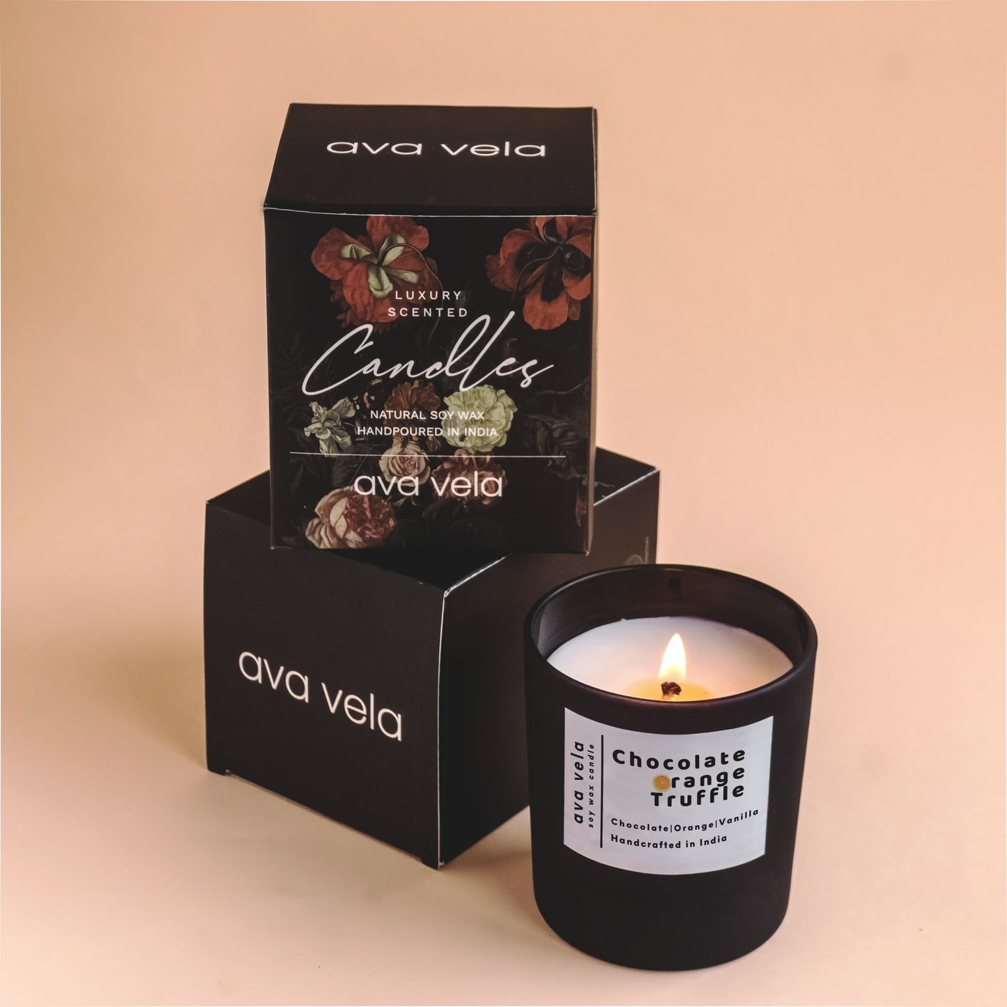 Chocolate Orange Truffle (Chocolate + Orange Zest + Vanilla) Soy Wax Scented Candle 40 Hours Burn Time