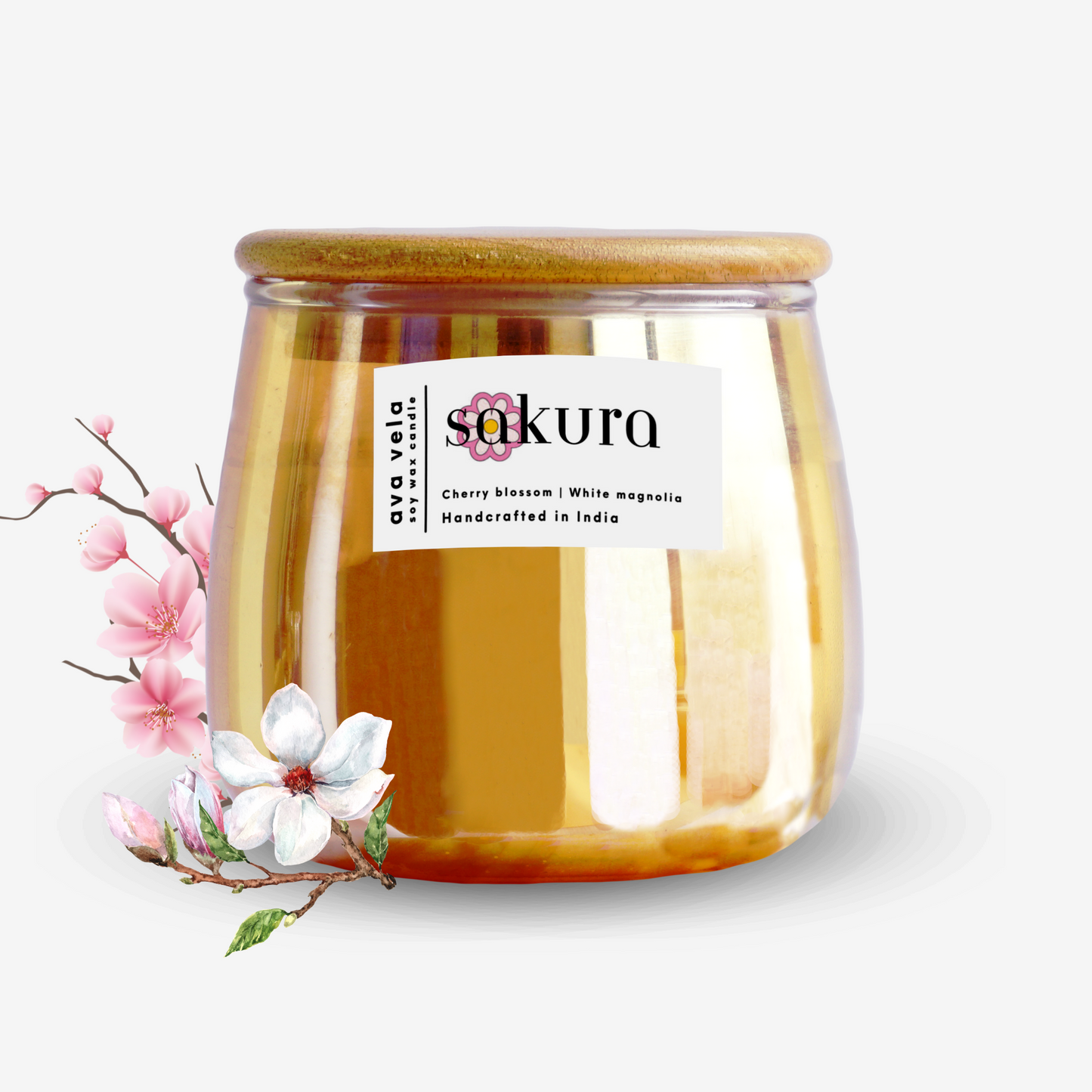 Sakura (Cherry Blossom + Sandalwood + White Magnolia) Soy Wax Scented Candle 48 Hours Burn Time