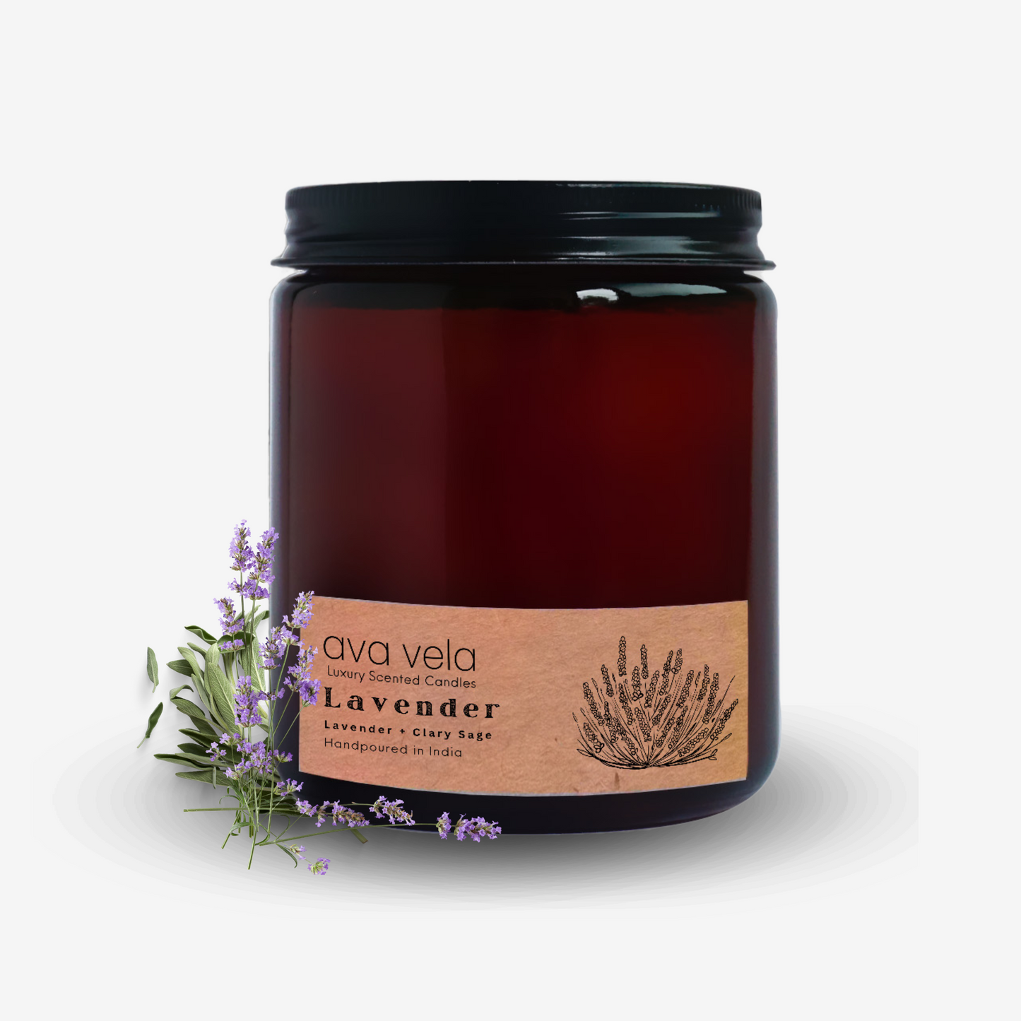 Lavender Amber Jar Soy Wax Scented Candle 45 Hours Burn Time