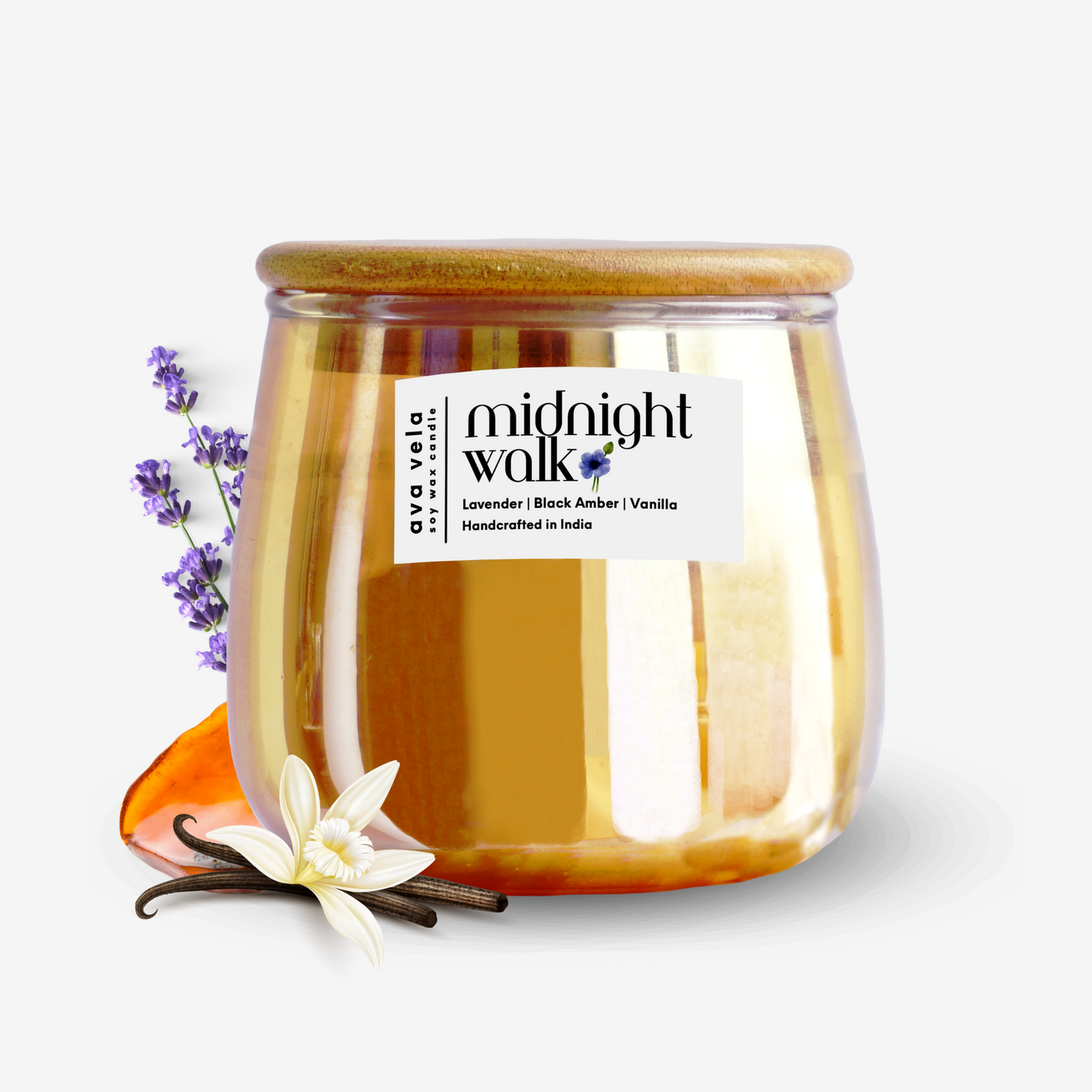 Midnight Walk (Lavender + Black Amber + Vanilla) Soy Wax Scented Candle 48 Hours Burn Time