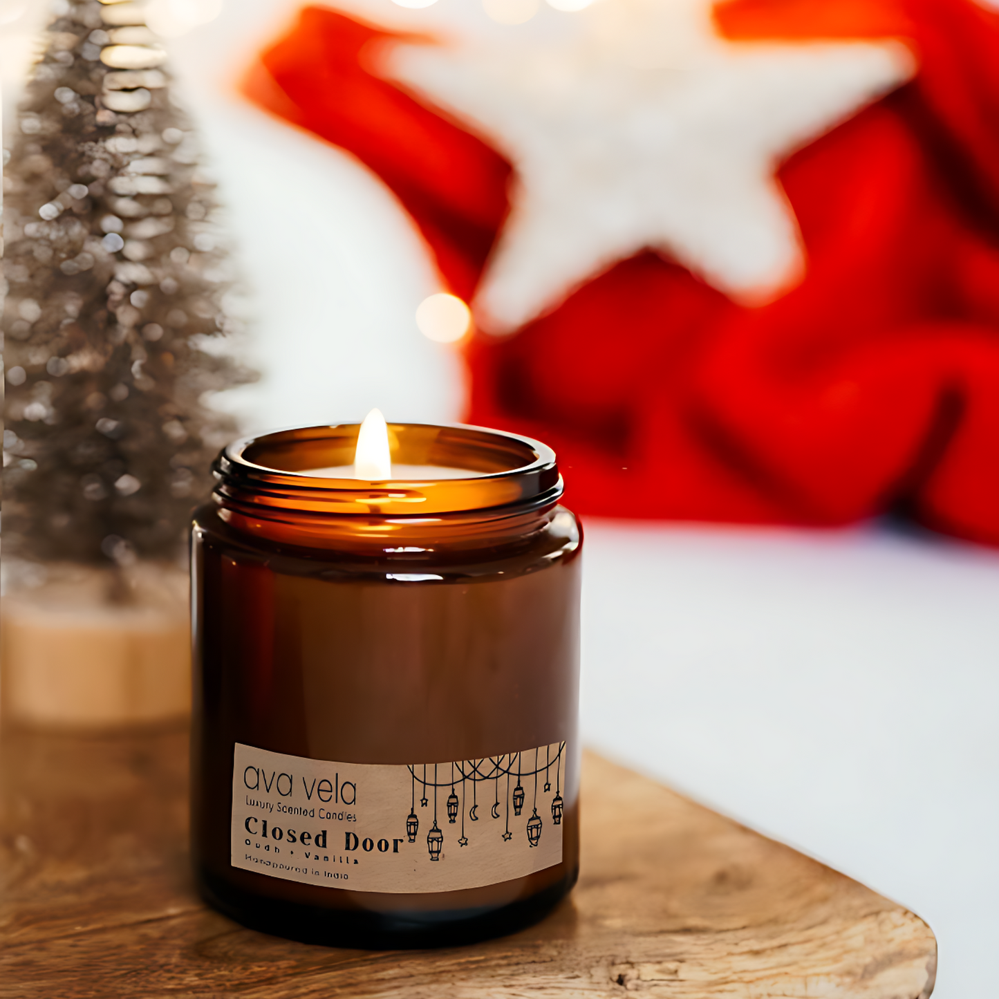 Closed Door (Oudh + Vanilla) Amber Jar Soy Wax Scented Candle 45 Hours Burn Time
