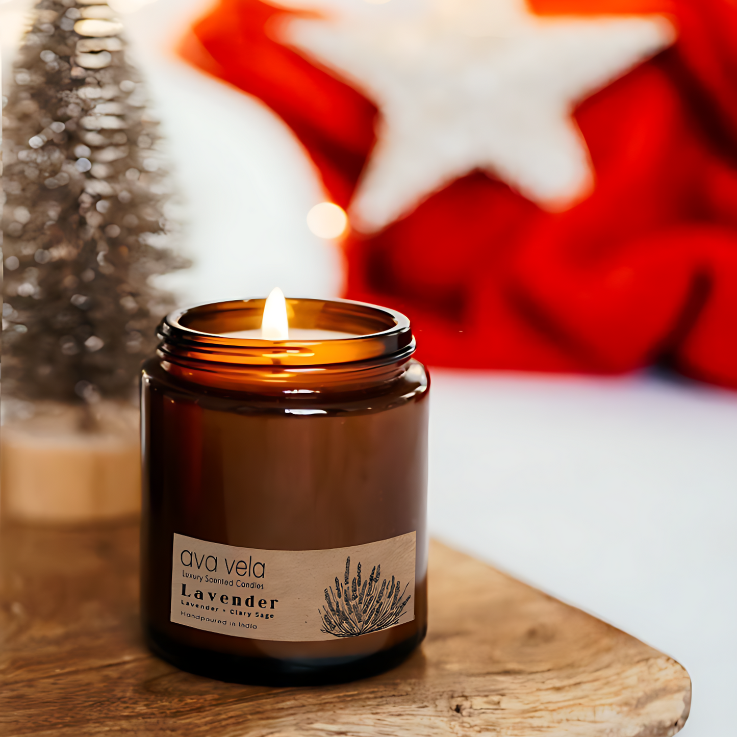 Lavender Amber Jar Soy Wax Scented Candle 45 Hours Burn Time