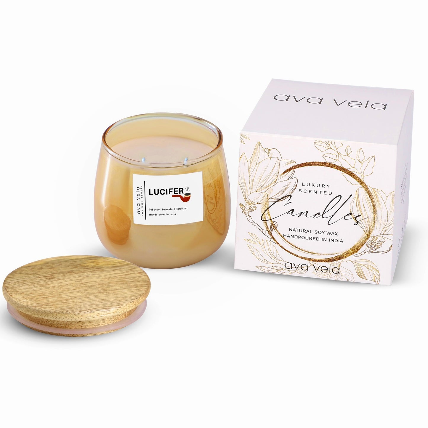 Lucifer (Lavender + Tobacco) Soy Wax Scented Candle 48 Hours Burn Time