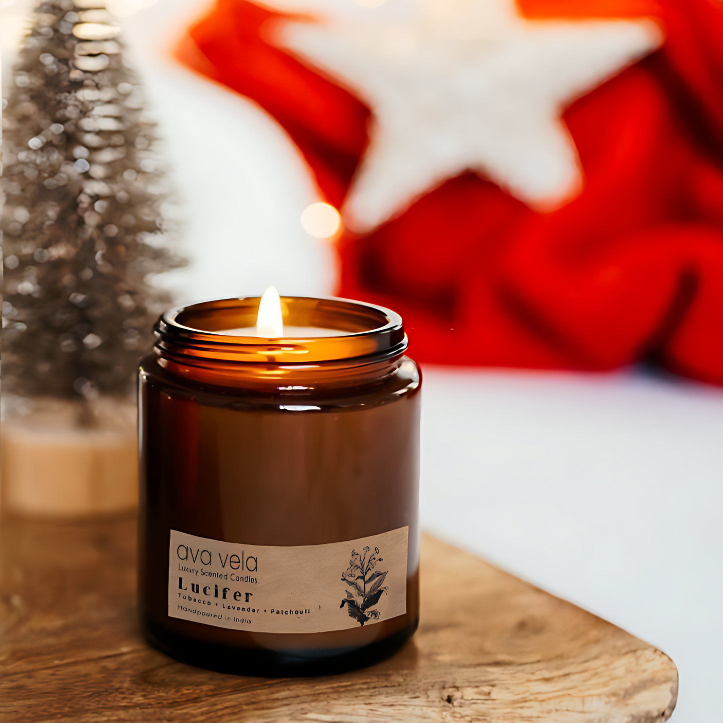 Lucifer (Lavender + Tobacco) Amber Jar Soy Wax Scented Candle 45 Hours Burn Time