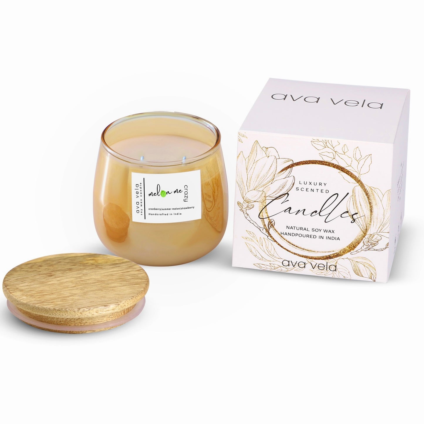 Melon Me Crazy (Melon + Strawberry +Cranberry) Soy Wax Scented Candle 48 Hours Burn Time