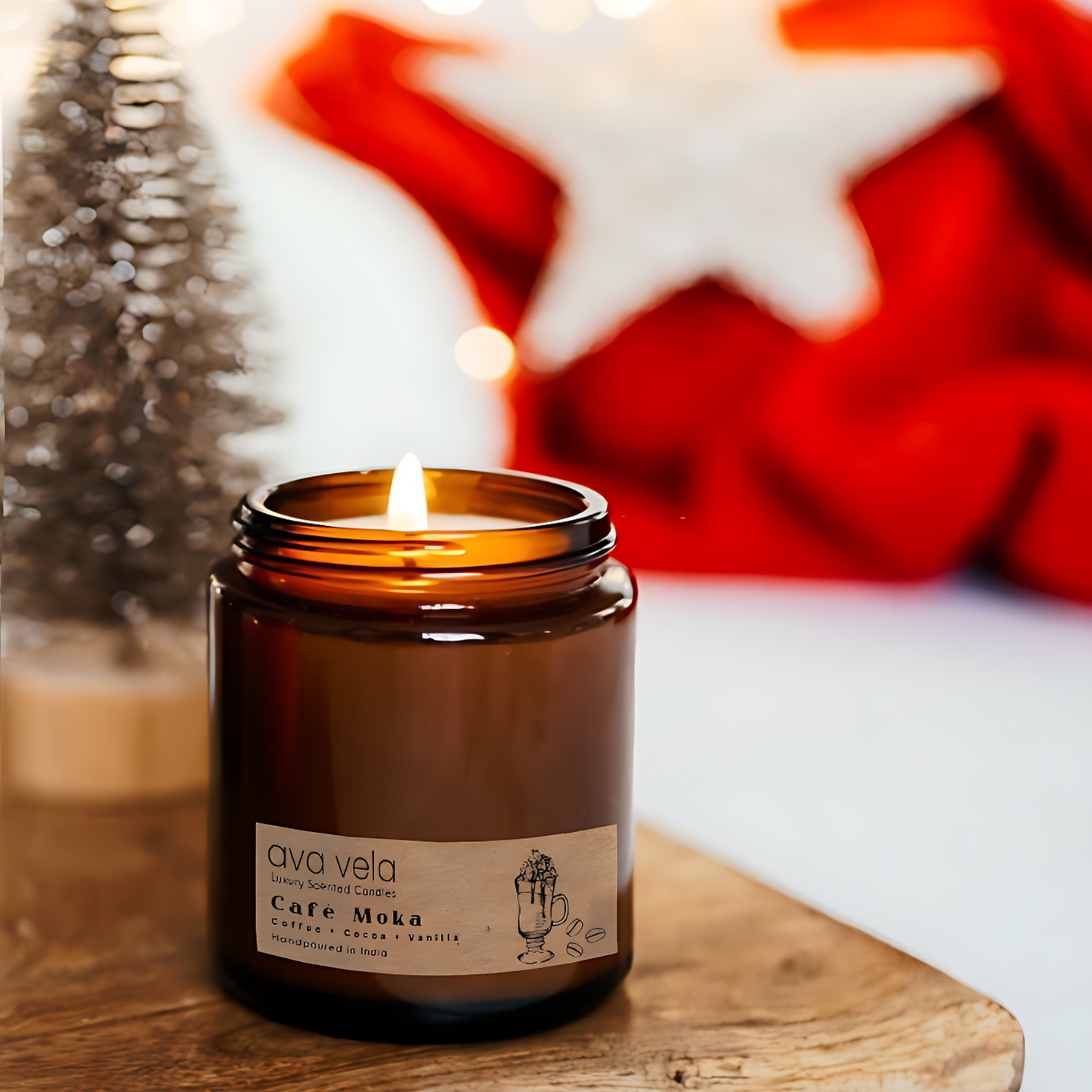 Café Moka (Coffee + Vanilla), Soy Wax Scented Candle 45Hrs Burn Time