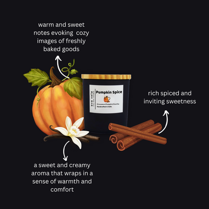 Pumpkin Spice (Pumpkin + Vanilla + Cinnamon) Soy Wax Scented Candle 40 Hours Burn Time