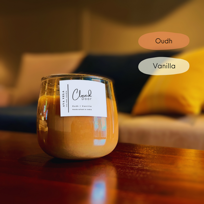 Closed Door (Oudh + Vanilla) Soy Wax Scented Candle 48 Hours Burn Time