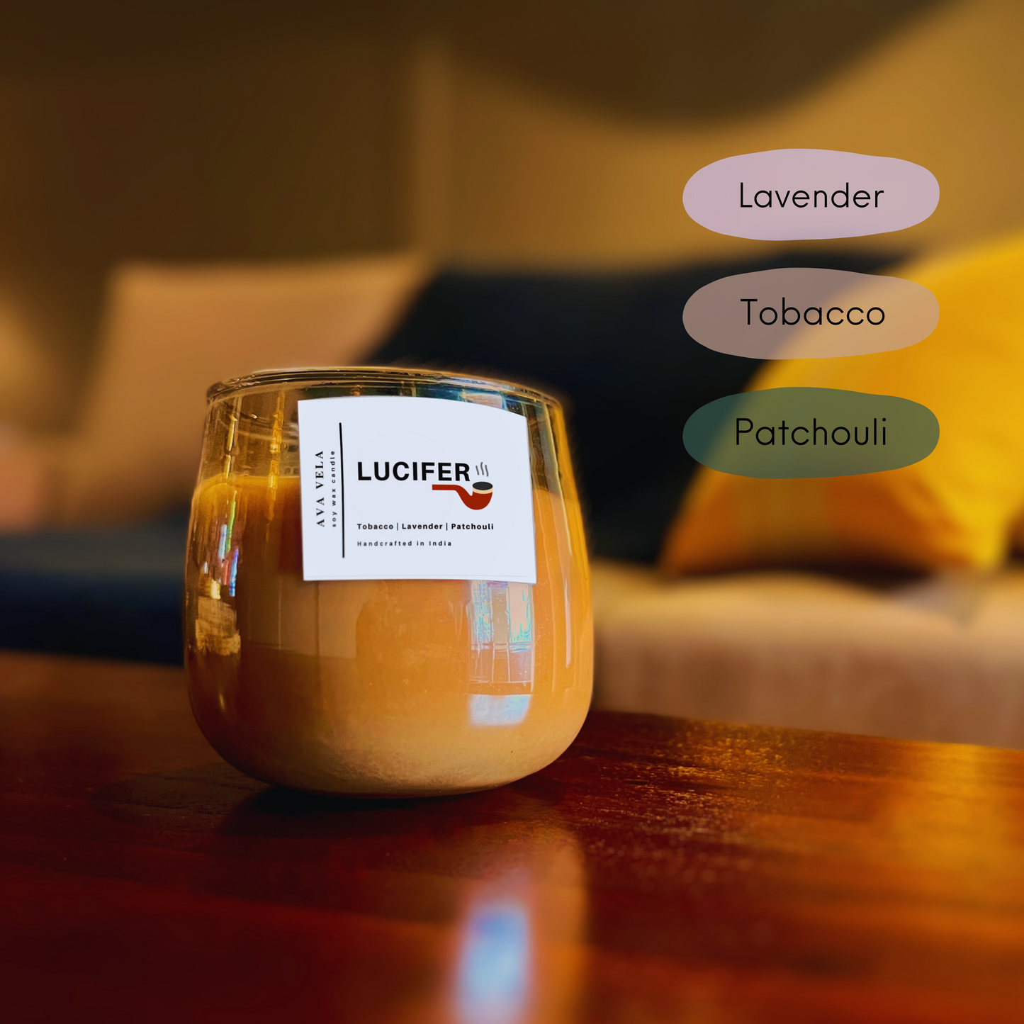 Lucifer (Lavender + Tobacco) Soy Wax Scented Candle 48 Hours Burn Time