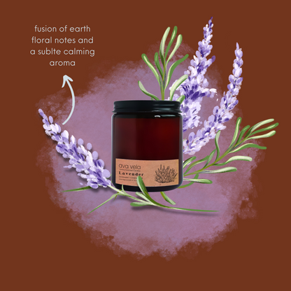 Lavender Amber Jar Soy Wax Scented Candle 45 Hours Burn Time