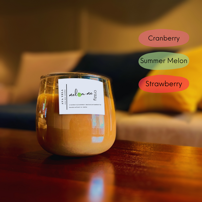 Melon Me Crazy (Melon + Strawberry +Cranberry) Soy Wax Scented Candle 48 Hours Burn Time