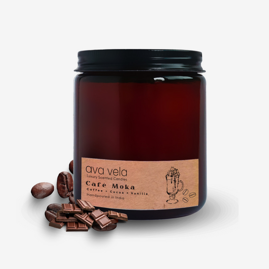 Café Moka (Coffee + Vanilla), Soy Wax Scented Candle 45Hrs Burn Time