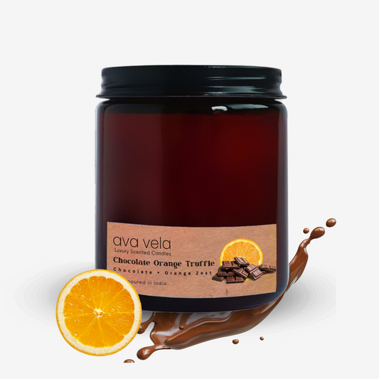 Chocolate Orange Truffle (Chocolate + Orange Zest + Vanilla) Soy Wax Scented Candle 45 Hours Burn Time