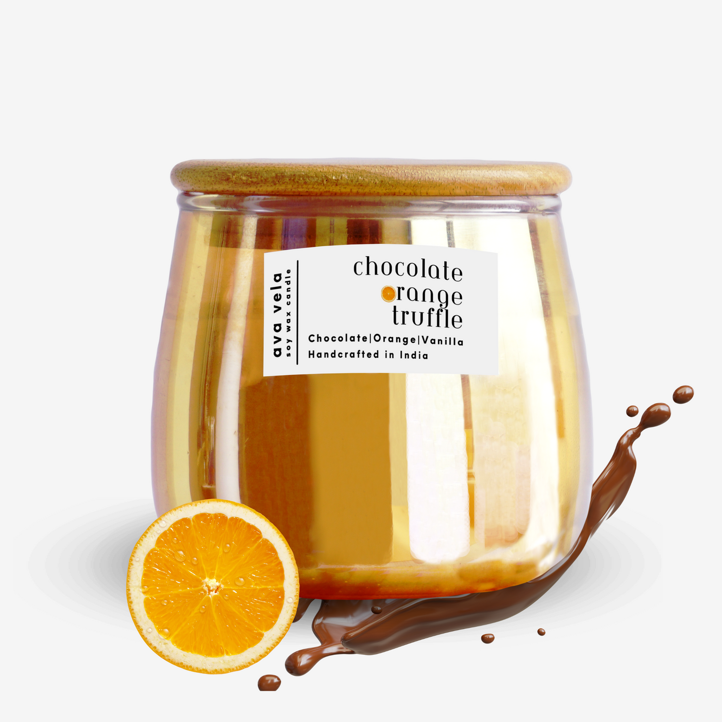 Chocolate Orange Truffle (Chocolate + Orange Zest + Vanilla) Soy Wax Scented Candle 48 Hours Burn Time