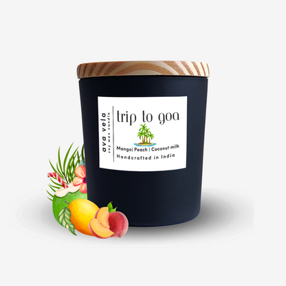 Trip To Goa (Peach + Mango + Coconut Milk) Soy Wax Scented Candle 40 Hours Burn Time