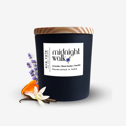 Midnight Walk (Lavender + Black Amber + Vanilla) Soy Wax Scented Candle 40Hrs Burn Time