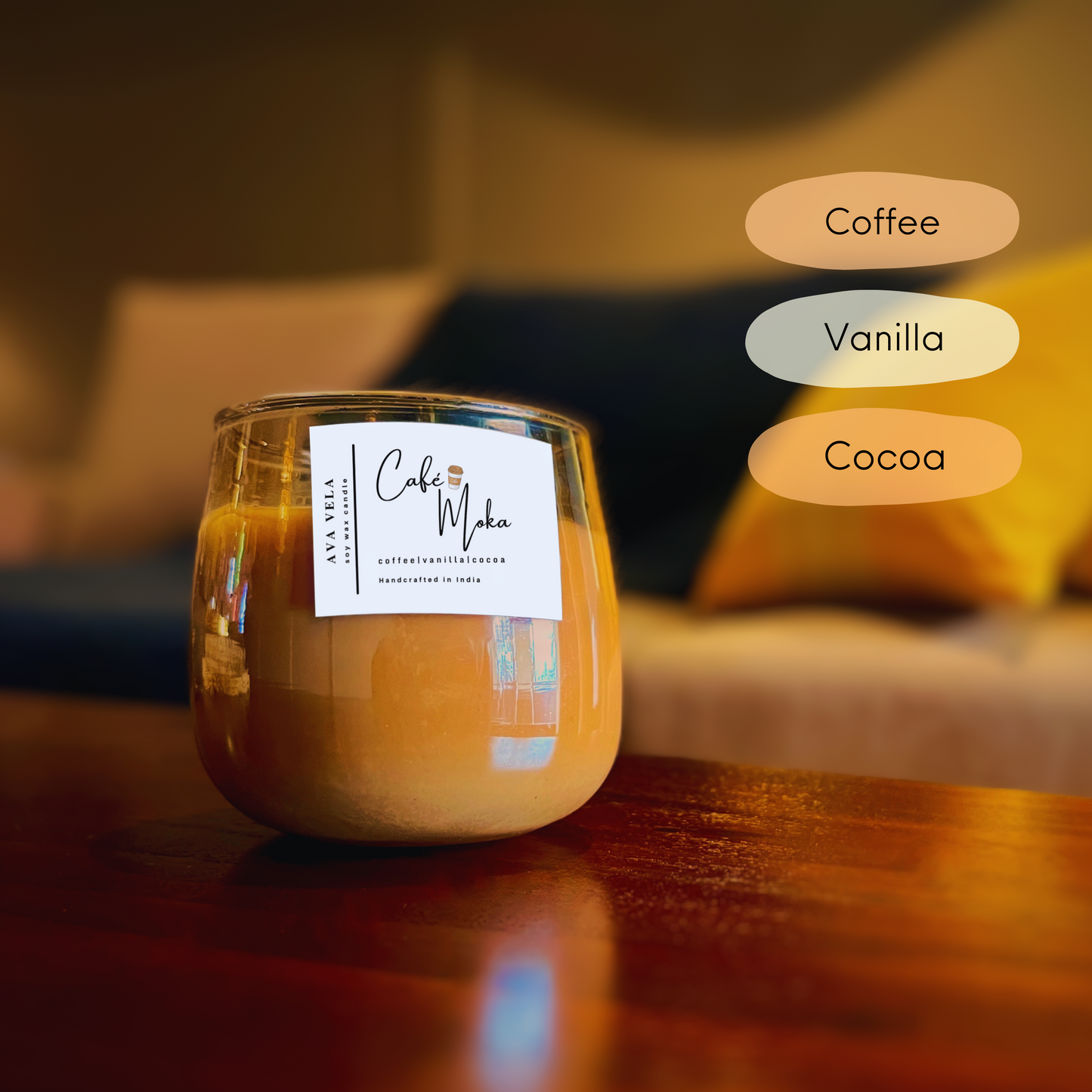 Café Moka (Coffee + Vanilla) Soy Wax Scented Candle 48 Hours Burn Time