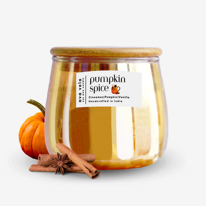 Pumpkin Spice (Pumpkin + Vanilla + Cinnamon) Soy Wax Scented Candle 48 Hours Burn Time