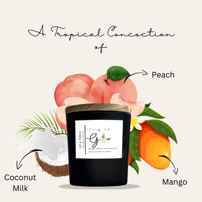 Trip To Goa (Peach + Mango + Coconut Milk) Soy Wax Scented Candle 40 Hours Burn Time